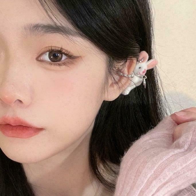 Fairycore Bunny Lovey Ear Cuff Clip - Gen Z K-POP Streetwear