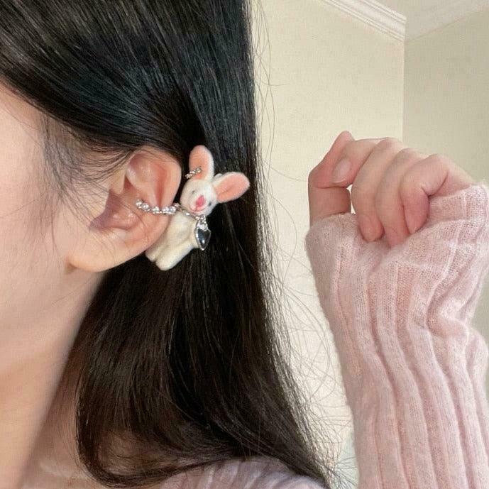 Fairycore Bunny Lovey Ear Cuff Clip - Gen Z K-POP Streetwear