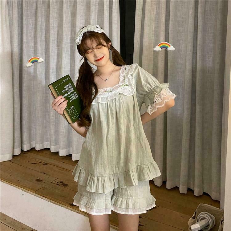 Fairycore Clouds After Rain Sleepwear Set for Gen Z Fashionistas