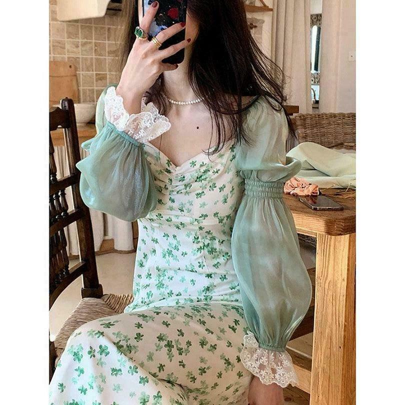 Fairycore Queen of Clovers Dress: Gen Z K-POP Streetwear Y2K Style