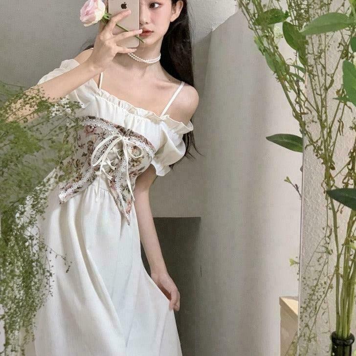 Fairycore Wildflower Dress with Corset Top Set - Gen Z K-POP Streetwear