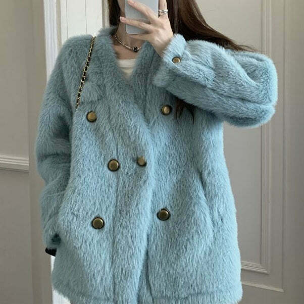 Faux Fur Long-Sleeve Cotton Coat for Gen Z Streetwear Fashion