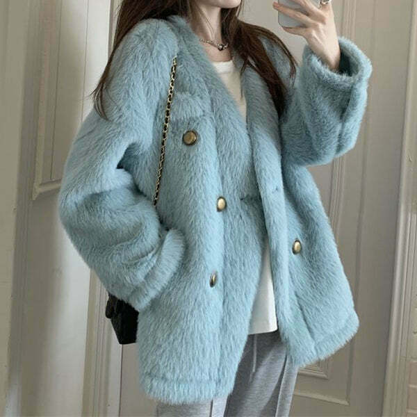 Faux Fur Long-Sleeve Cotton Coat for Gen Z Streetwear Fashion