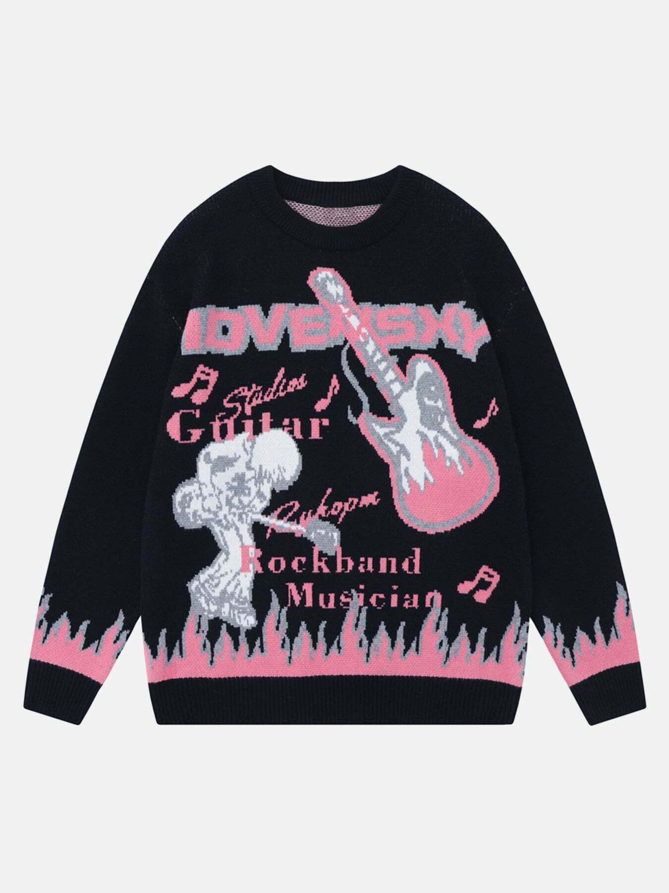 Flame Anime Streetwear Crew Neck Sweater for Gen Z and K-POP Fashion