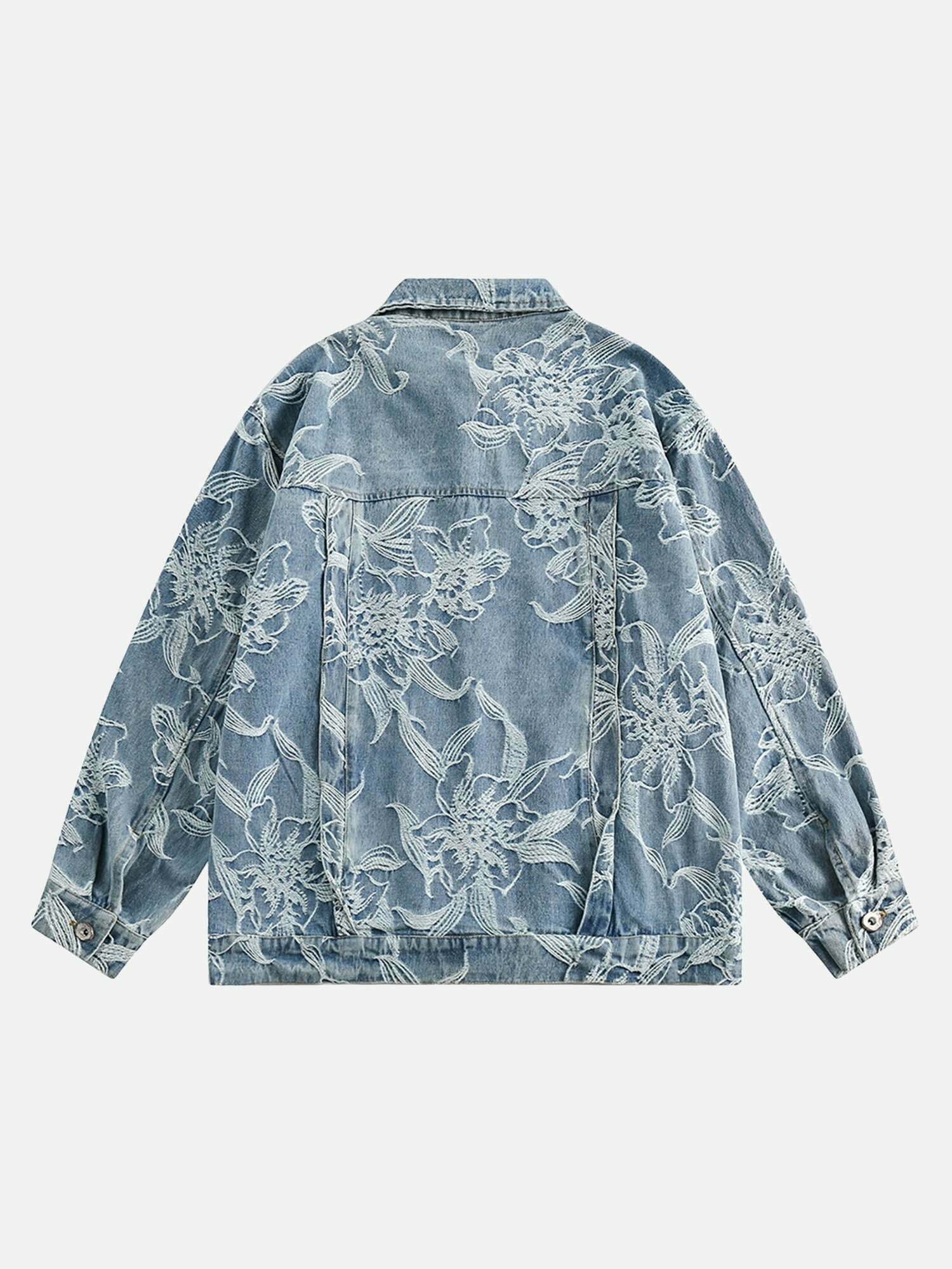 Floral Jacquard Denim Jacket for Gen Z Fashionistas