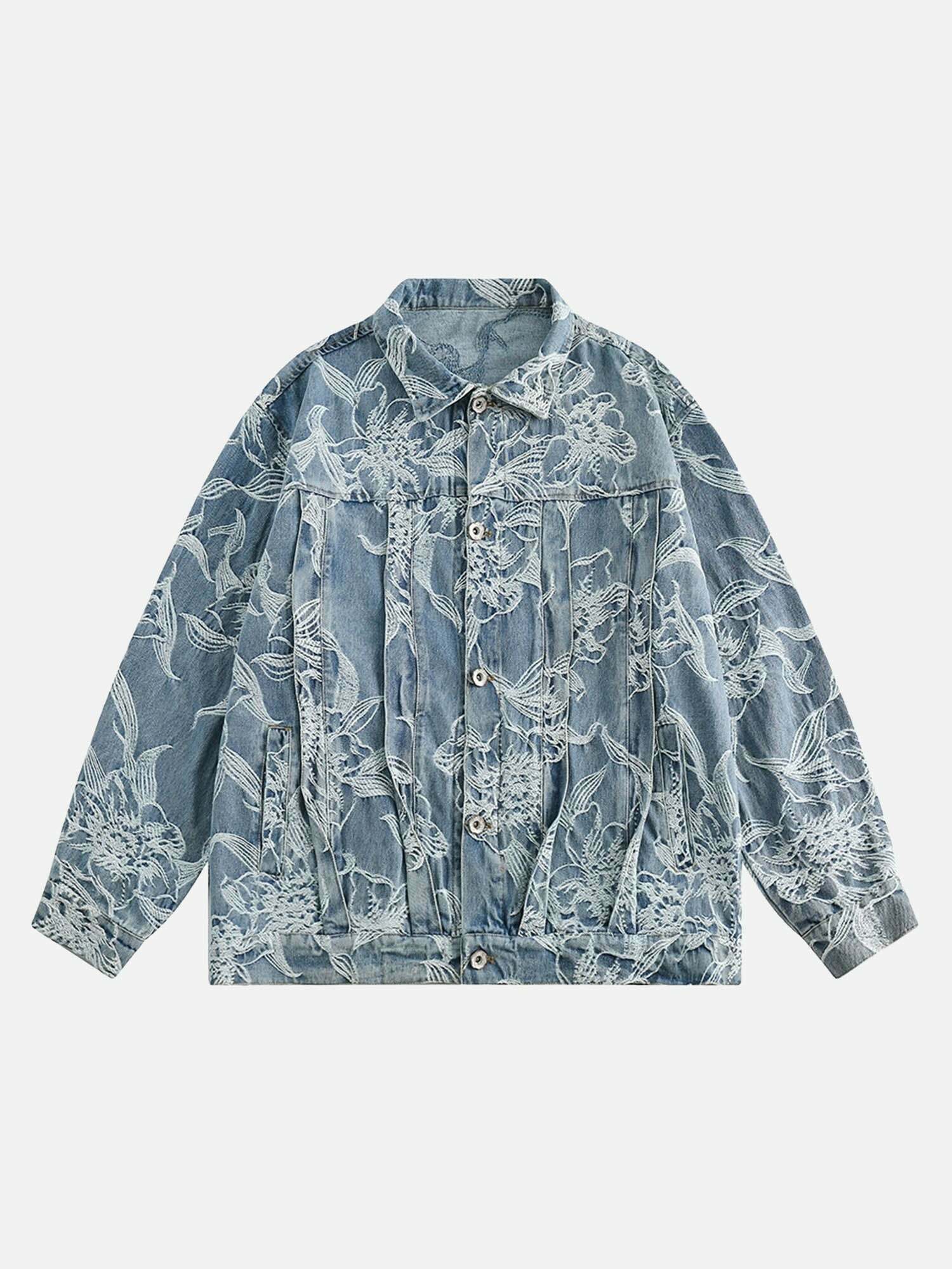 Floral Jacquard Denim Jacket for Gen Z Fashionistas