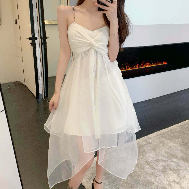 French Mesh Fairy Sweet Cocktail Dress - Gen Z K-POP Streetwear