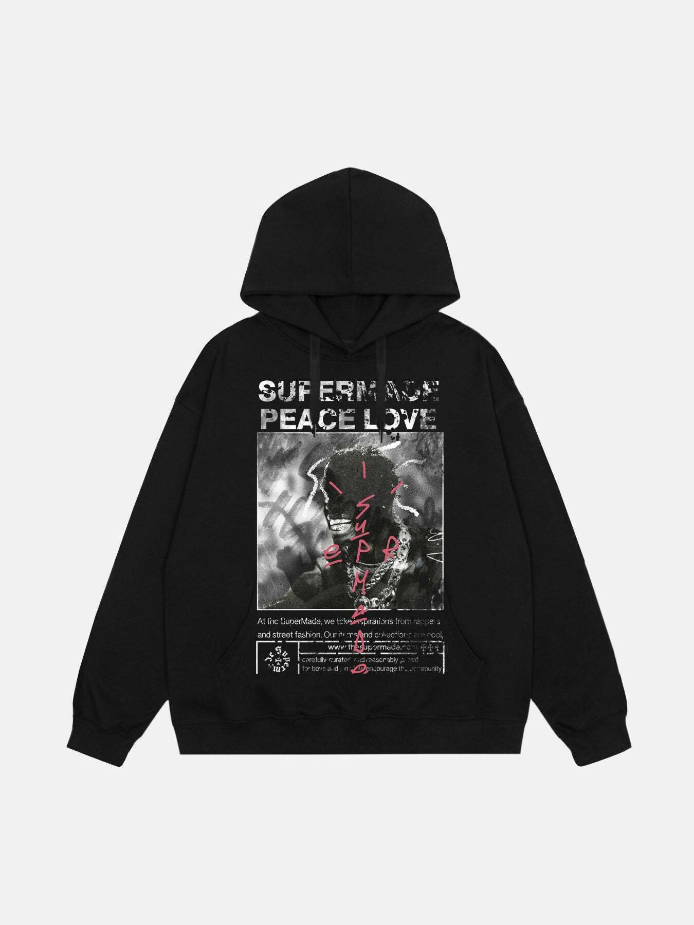 Gangsta Rap Style Hoodie with Bold Letter Design