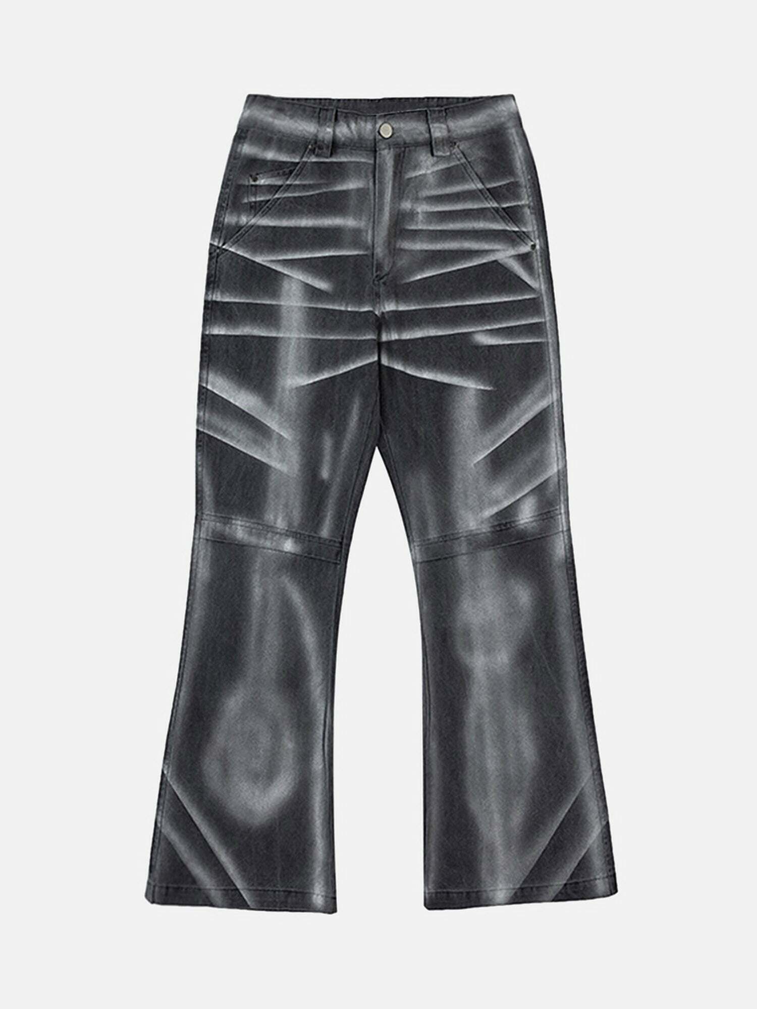 Gen Z Airbrushed Denim Bell Bottoms: K-POP Streetwear Y2K Fashion