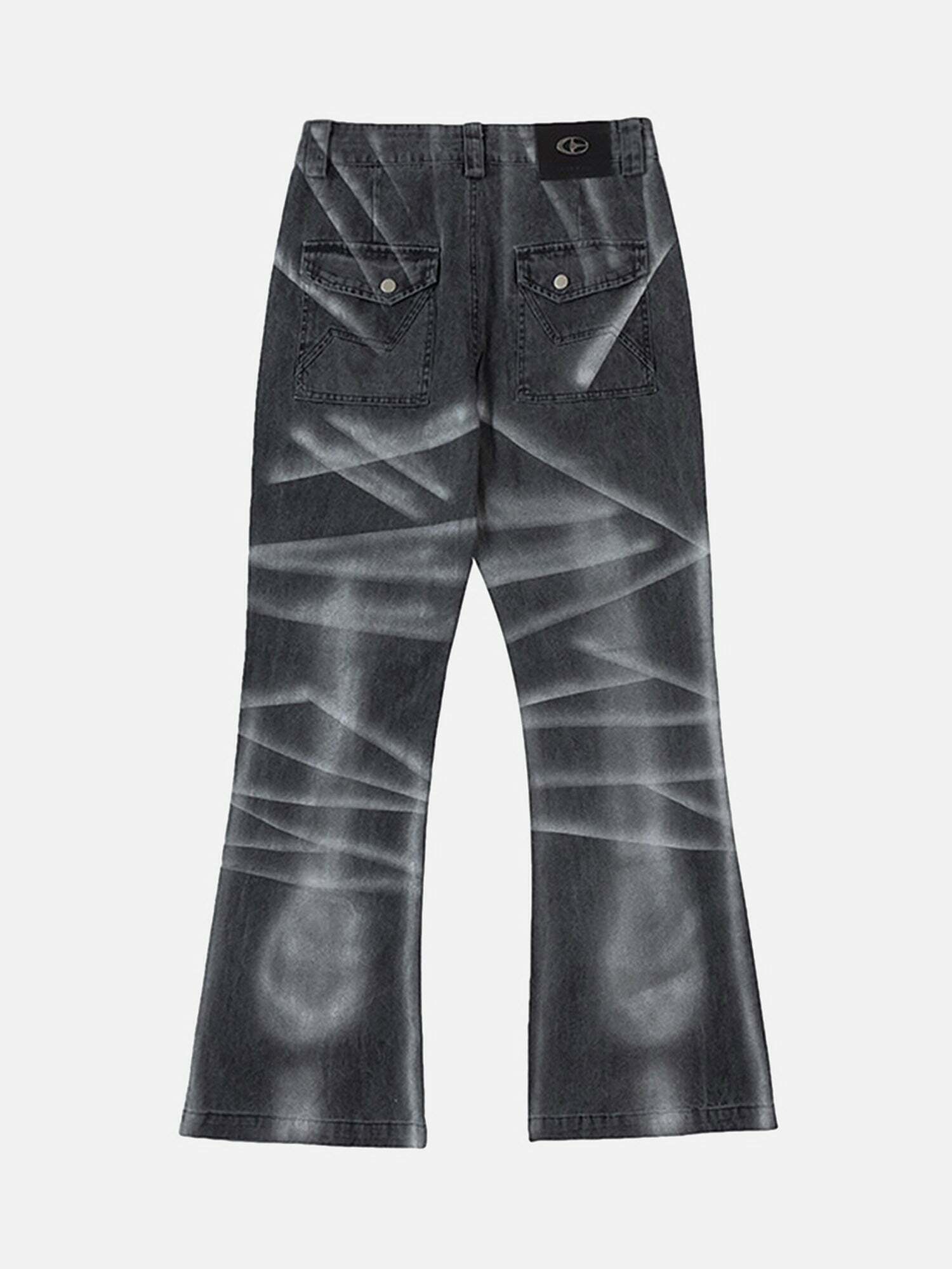 Gen Z Airbrushed Denim Bell Bottoms: K-POP Streetwear Y2K Fashion