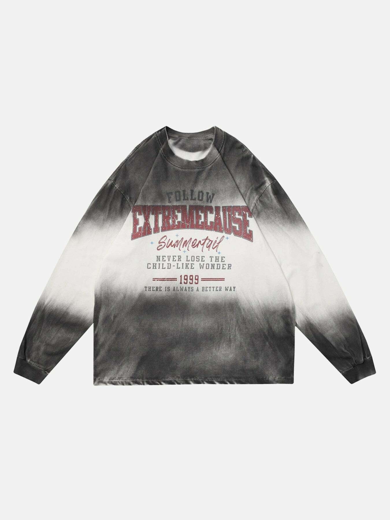 Gen Z Airbrushed Gradient Tie-Dye Crewneck for Y2K Streetwear