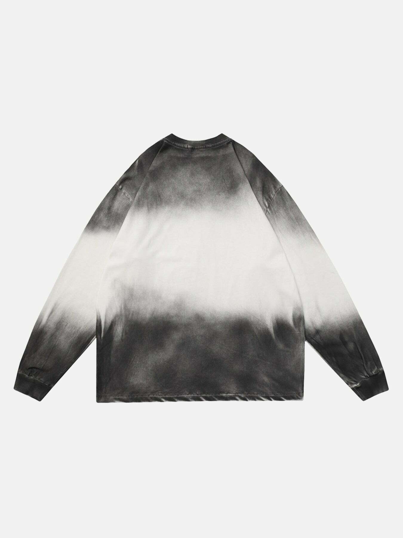 Gen Z Airbrushed Gradient Tie-Dye Crewneck for Y2K Streetwear