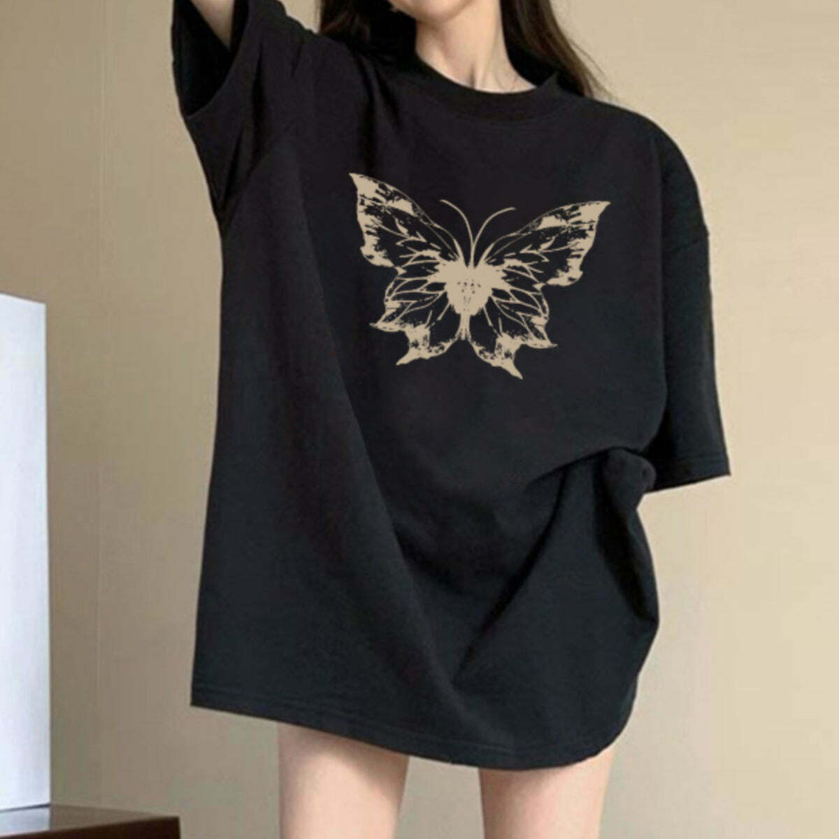 Gen Z Butterfly Print Tee for K-POP & Y2K Fashion