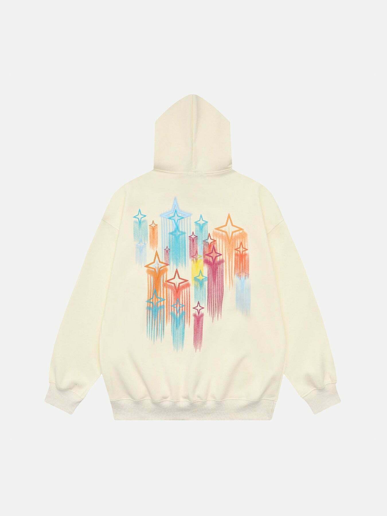 Gen Z Graffiti Star Print Hoodie for K-POP & Y2K Streetwear