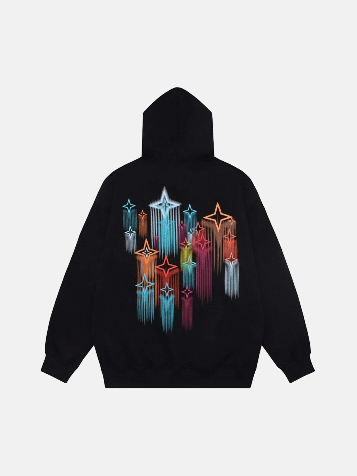 Gen Z Graffiti Star Print Hoodie for K-POP & Y2K Streetwear