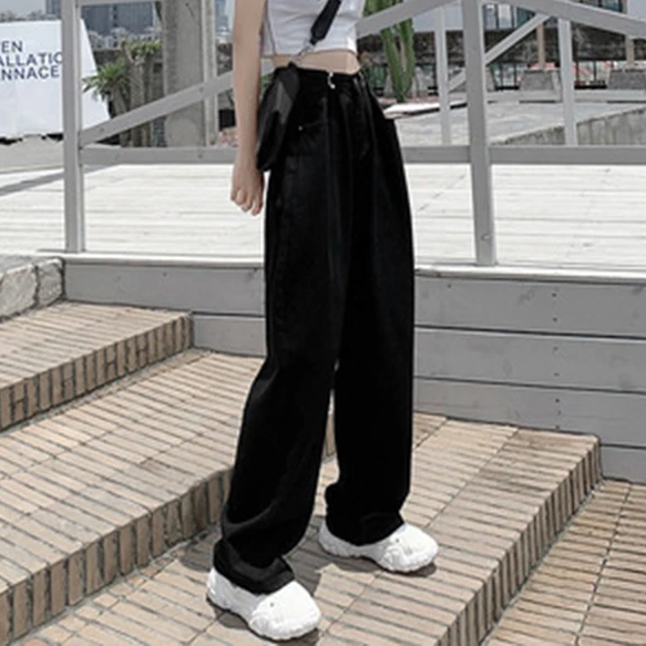 Gen Z High-Rise Wide-Leg Jeans: Trendy K-POP Streetwear for Y2K Style