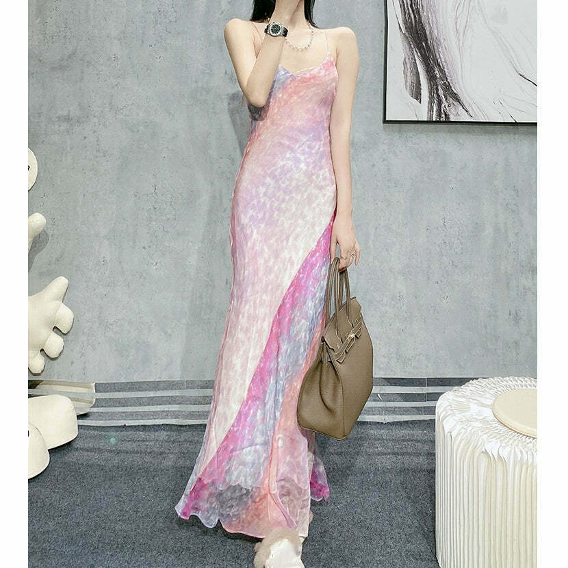 Gen Z High Waist Chiffon Mermaid Slip Dress for K-POP & Y2K Fashion