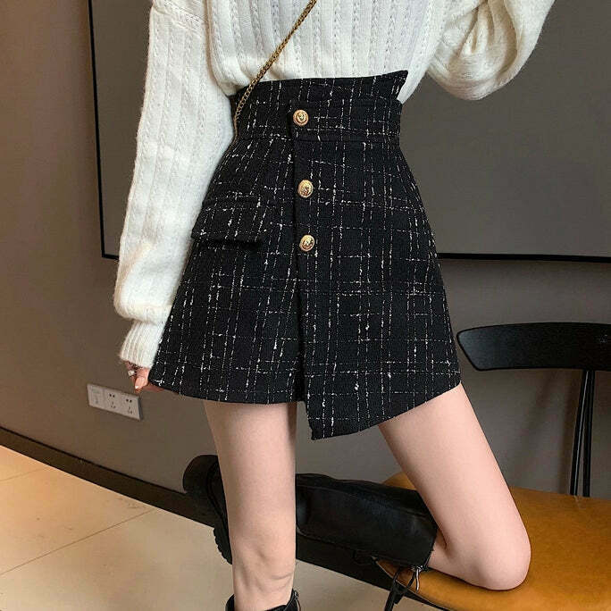 Gen Z High Waist Plaid A-Line Skirt: Trendy Streetwear for Y2K Fashion