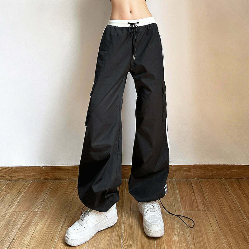 Gen Z High Waist Side Stripe Loose Long Pants for K-POP & Streetwear