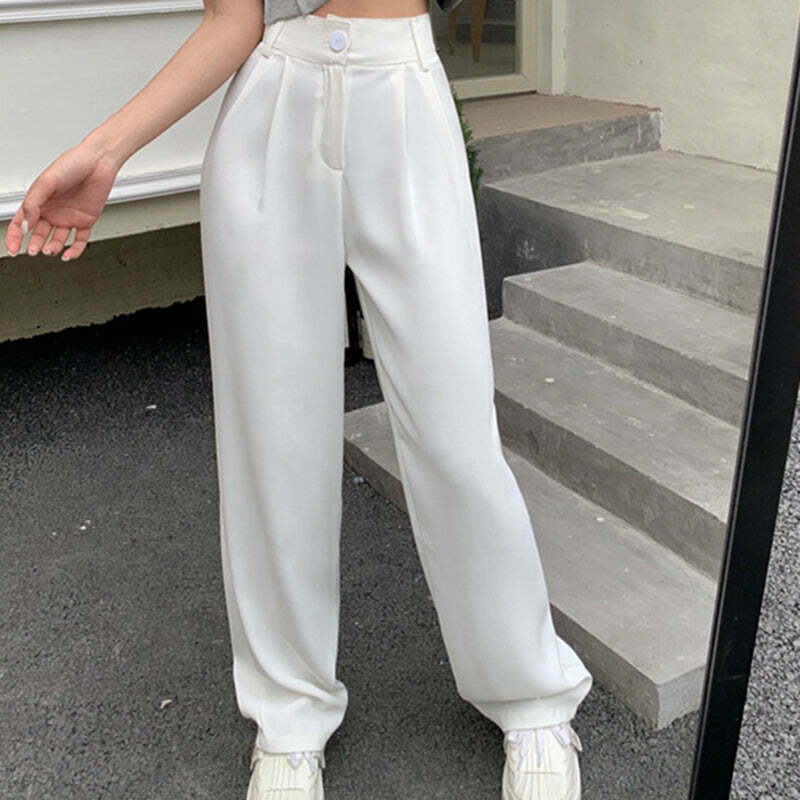 Gen Z High Waist Slim Streetwear Pants for K-POP & Y2K Fashion