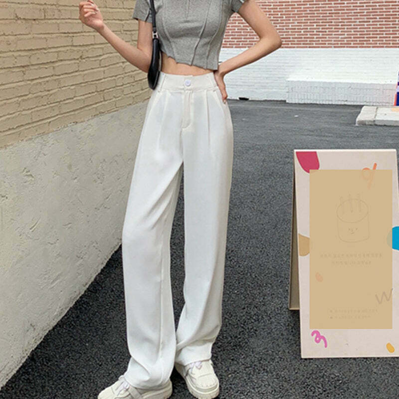 Gen Z High Waist Slim Streetwear Pants for K-POP & Y2K Fashion