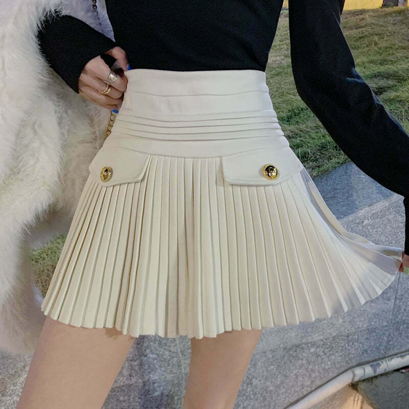 Gen Z High Waist Solid Color A-Line Skirt | K-POP Streetwear Y2K Fashion