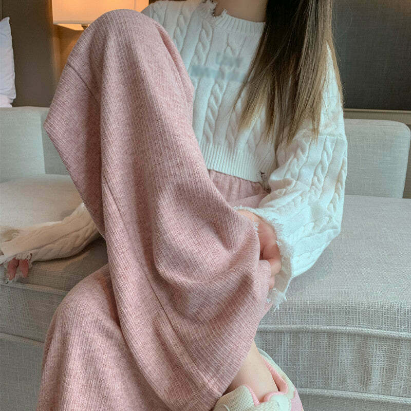 Gen Z High Waist Wide-Leg Cashmere Pants for K-POP & Y2K Fashion