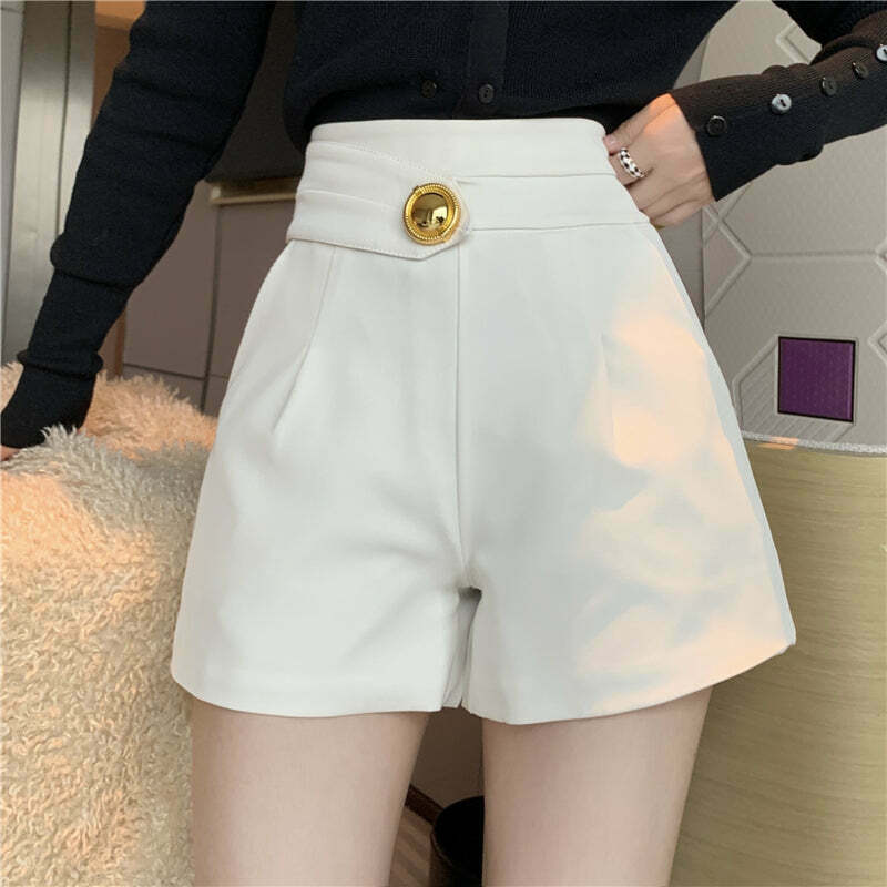 Gen Z High Waist Wide Leg Shorts with Pockets - K-POP Streetwear Y2K Fashion