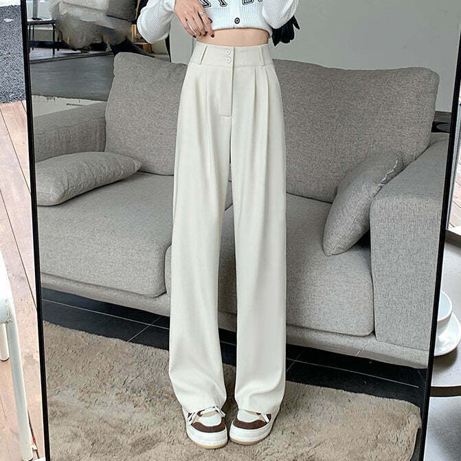 Gen Z High Waist Wide Leg Suit Pants for Casual Streetwear Style