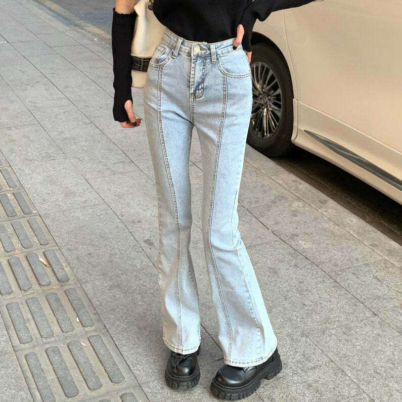 Gen Z High Waisted Wide Leg Jeans for K-POP Streetwear