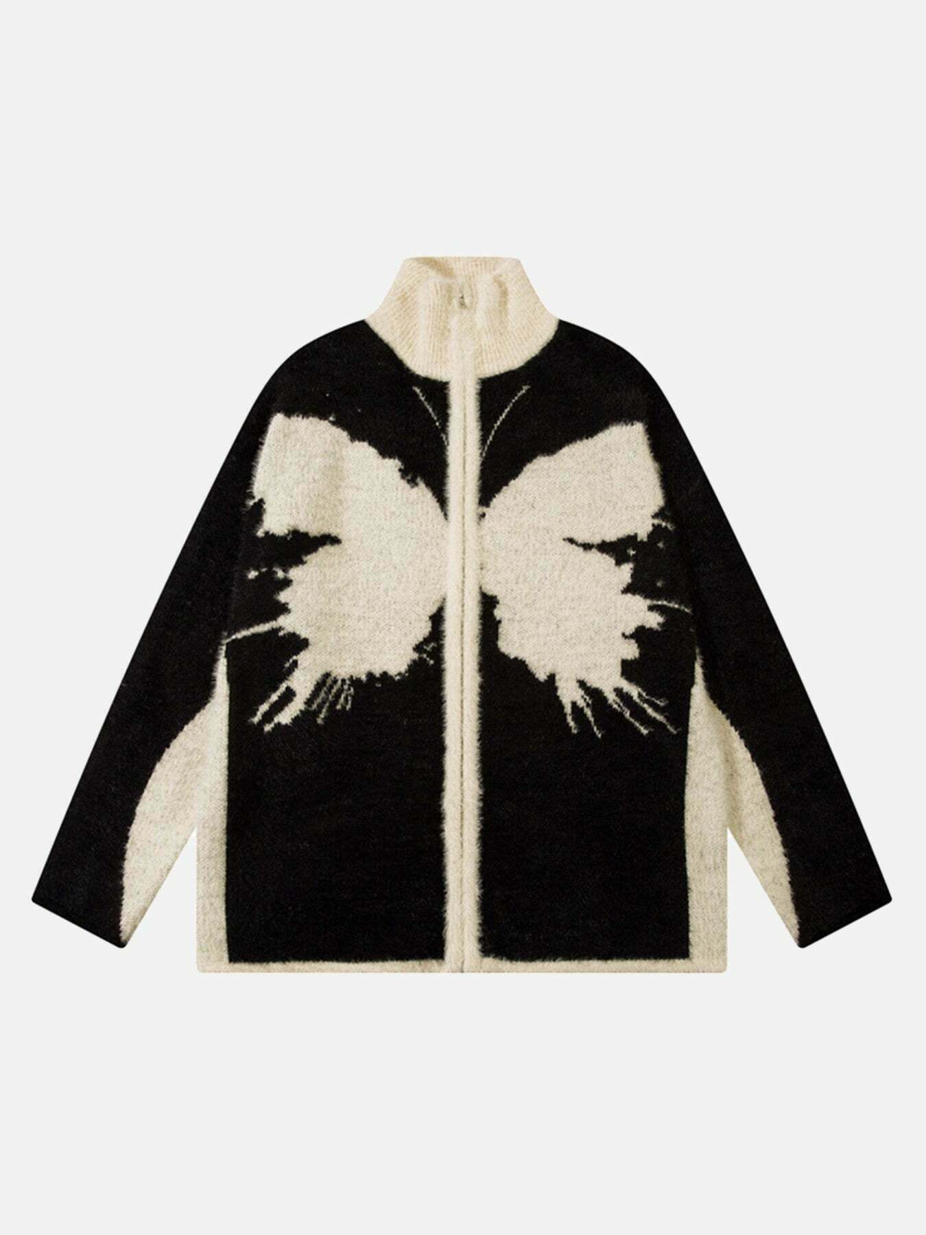 Gen Z Hip-hop Butterfly Sweater with Patchwork Detail