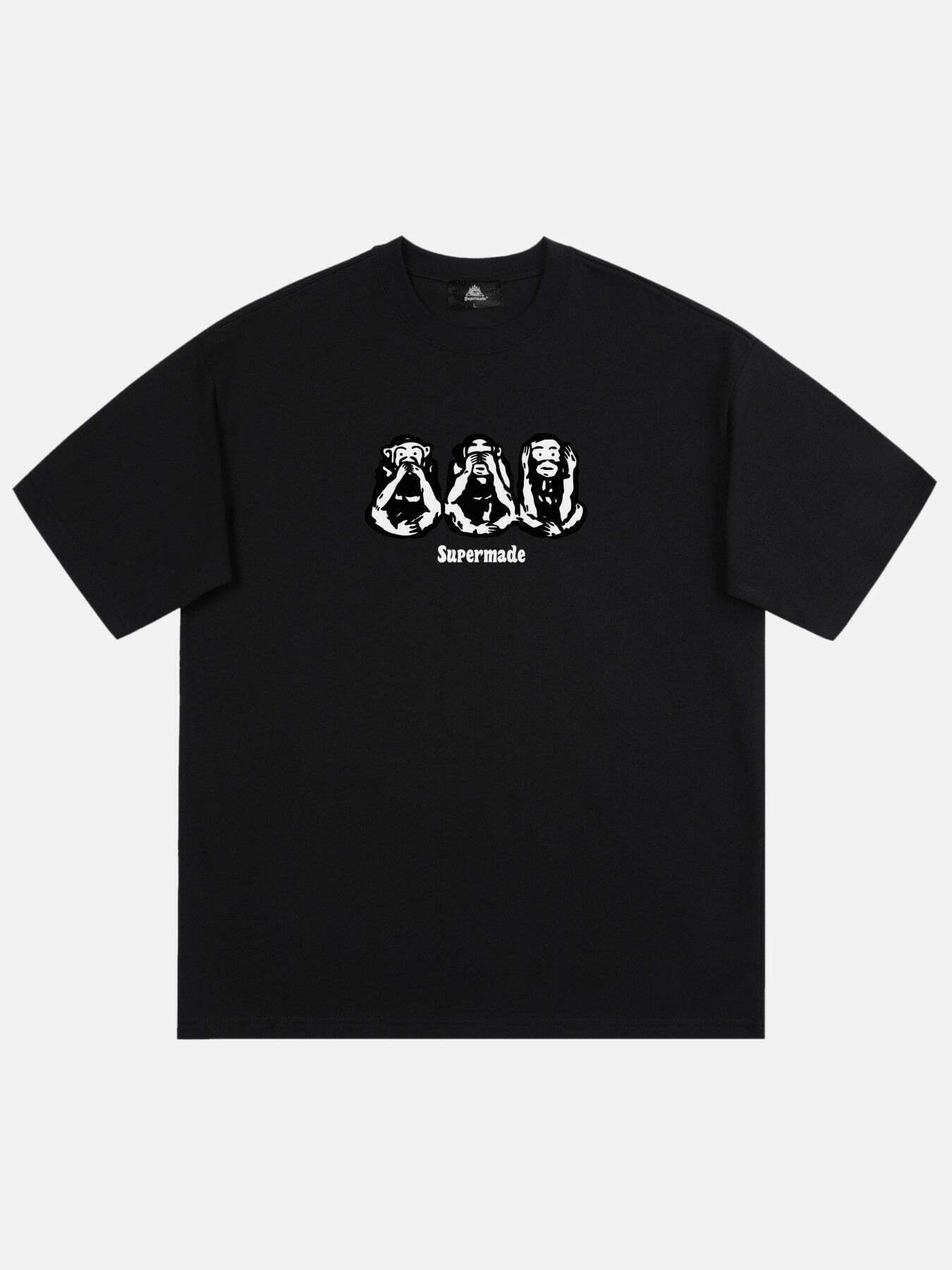 Gen Z K-POP Monkey Print Tee for Y2K Streetwear Style