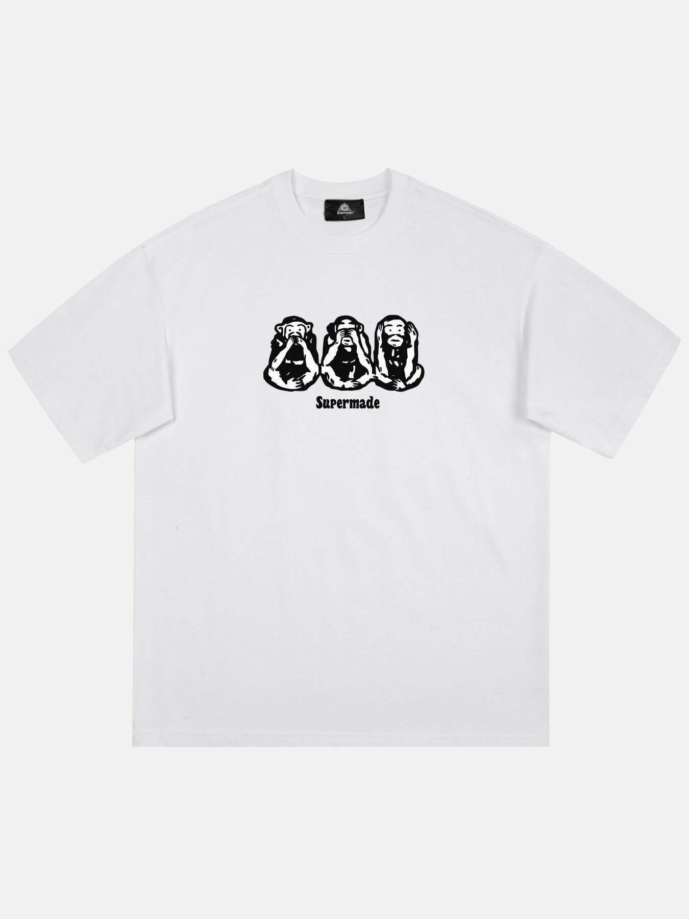 Gen Z K-POP Monkey Print Tee for Y2K Streetwear Style