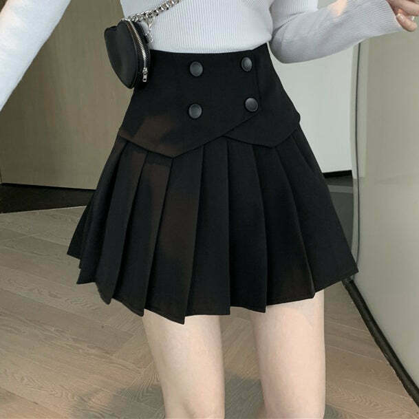 Gen Z K-POP Pleated High Waist A-Line Short Skirt for Y2K Streetwear Style