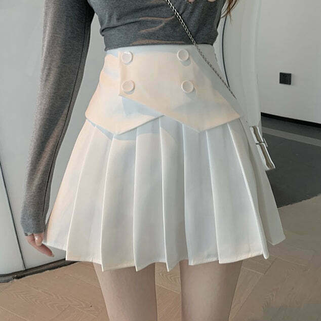 Gen Z K-POP Pleated High Waist A-Line Short Skirt for Y2K Streetwear Style