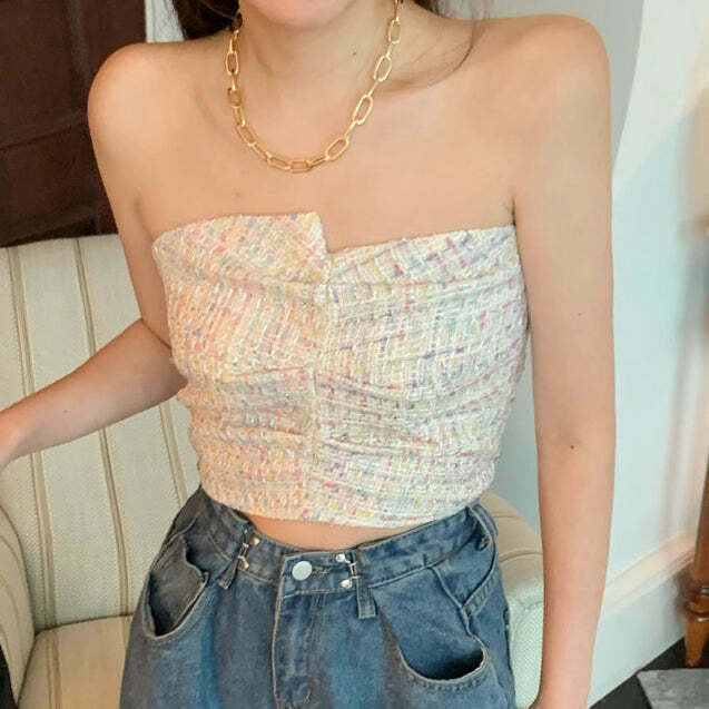 Gen Z K-POP Pleated Tube Top: Strapless Streetwear Tank