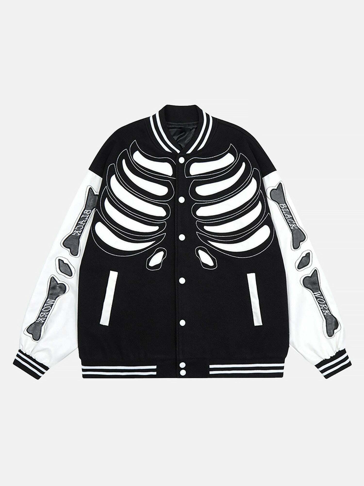 Gen Z K-POP Rib Frame Color Block Baseball Jacket - Trendy Streetwear