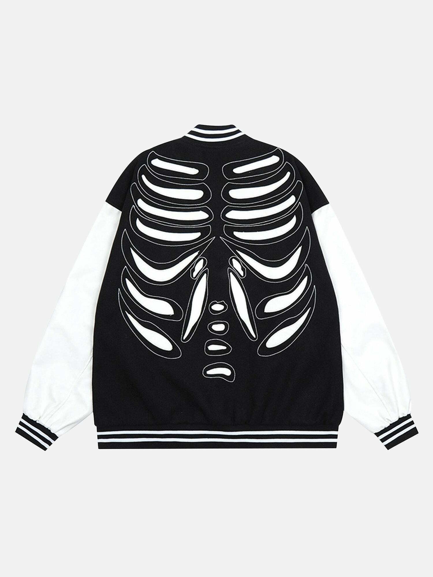 Gen Z K-POP Rib Frame Color Block Baseball Jacket - Trendy Streetwear