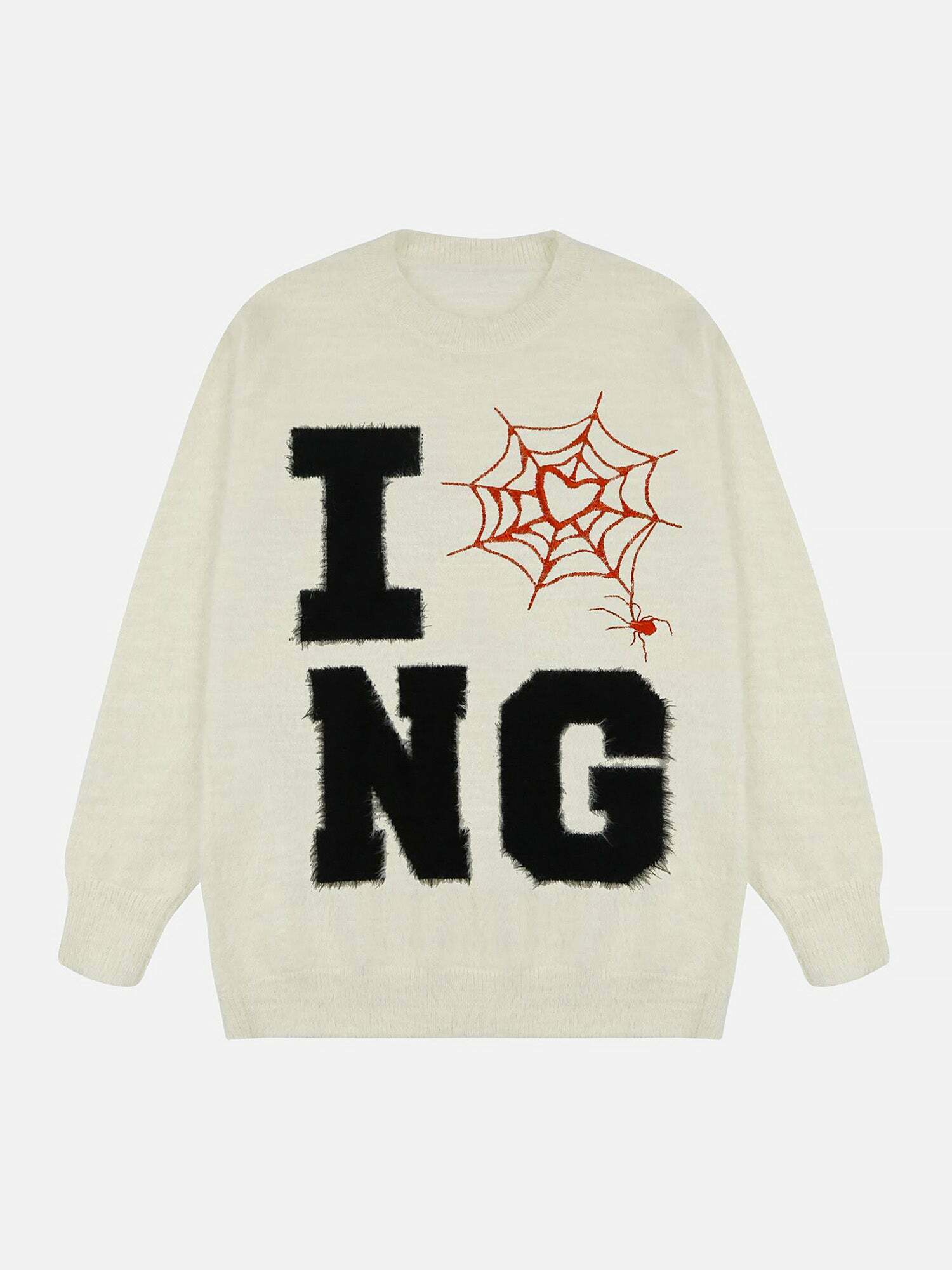 Gen Z K-POP Spider Needle Embroidery Streetwear Sweater