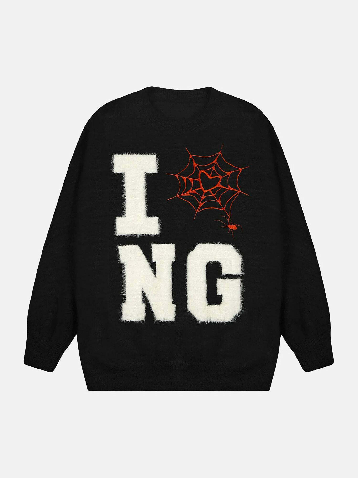 Gen Z K-POP Spider Needle Embroidery Streetwear Sweater