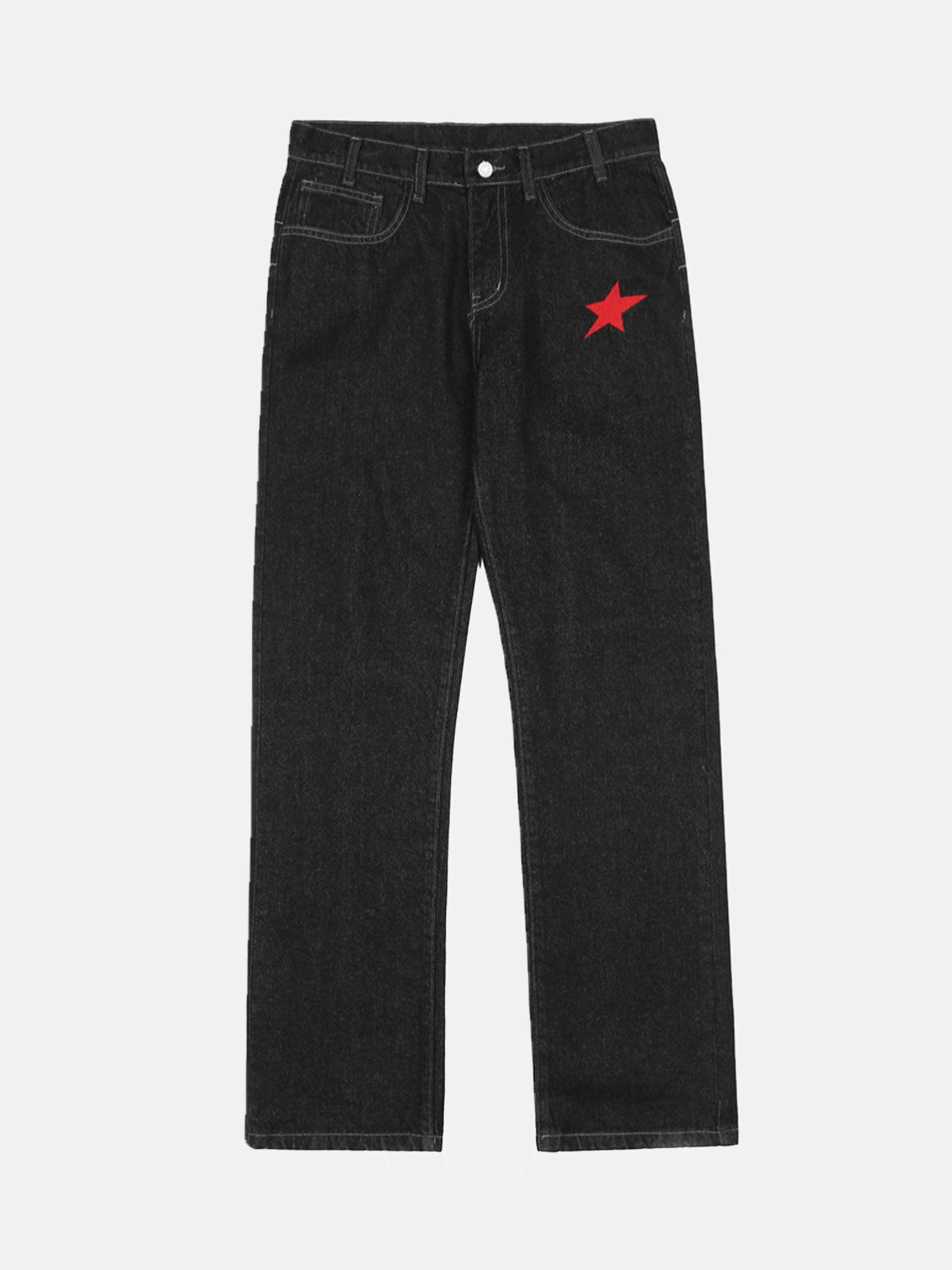 Gen Z K-POP Streetwear: American Letters Embroidered Jeans