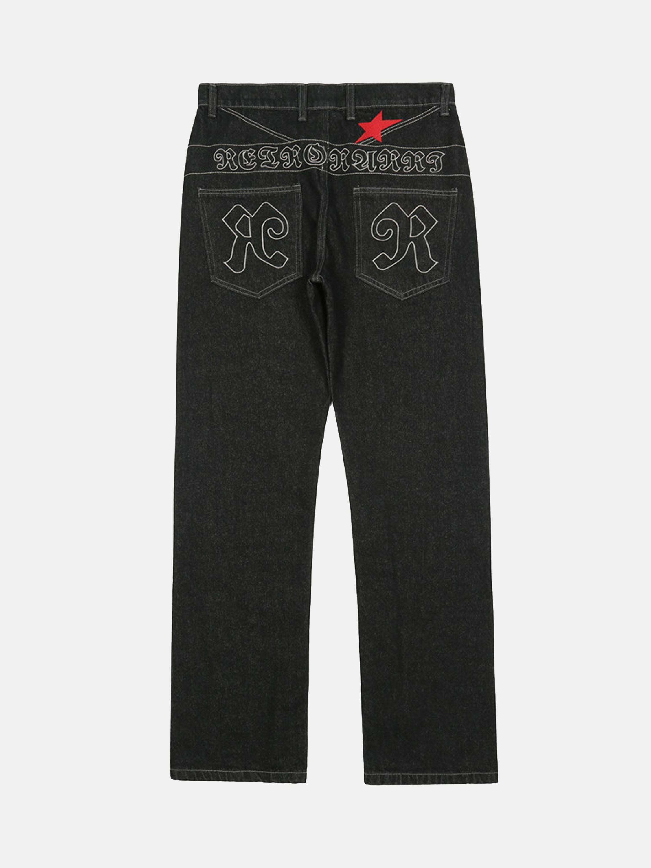 Gen Z K-POP Streetwear: American Letters Embroidered Jeans