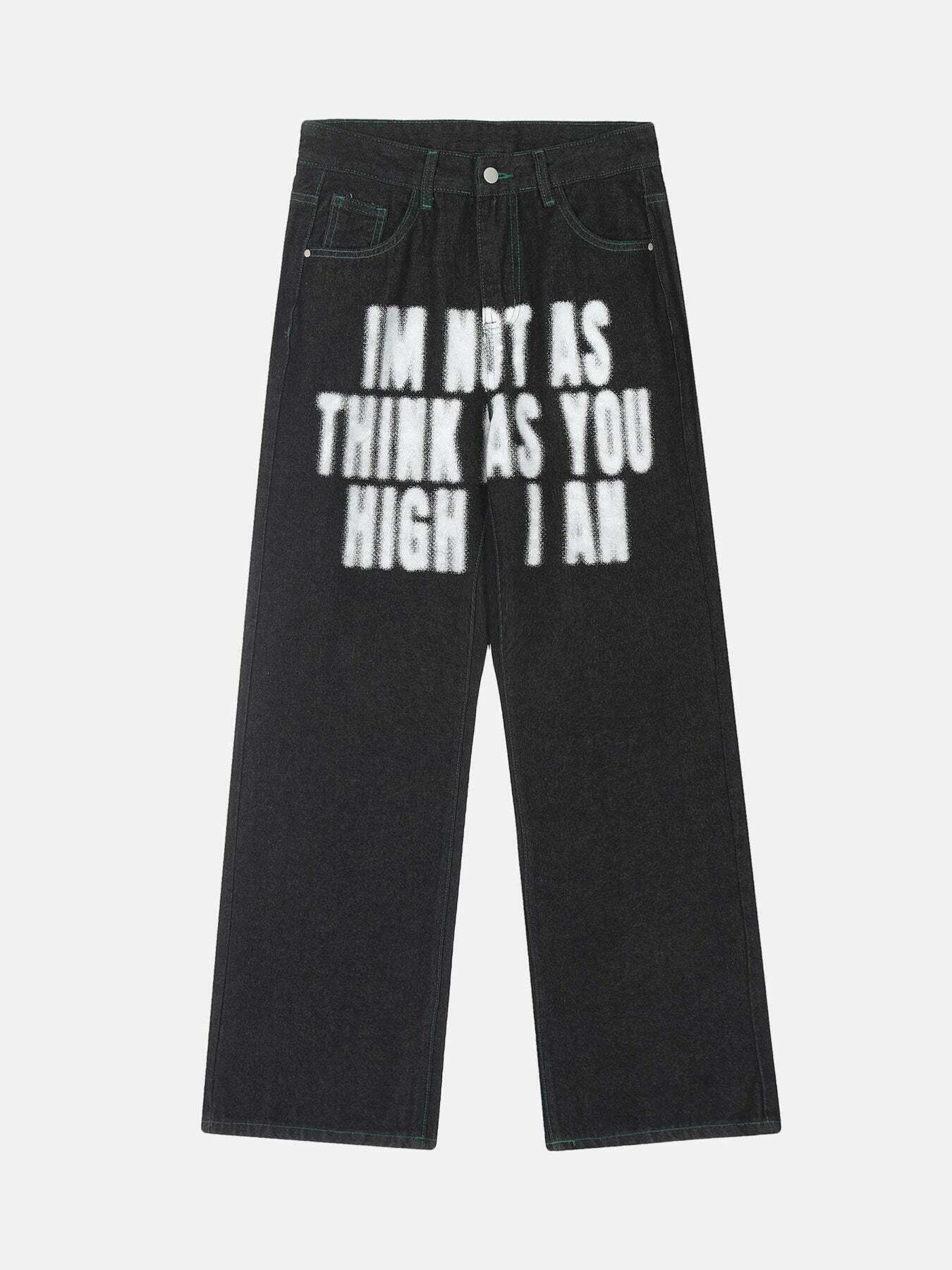 Gen Z K-POP Streetwear: American Phantom Alphabet Print Jeans