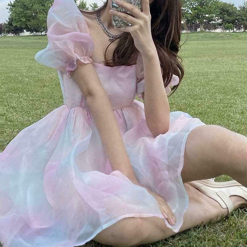 Gen Z K-POP Streetwear: Anissa's Sunshower Fairycore Dress