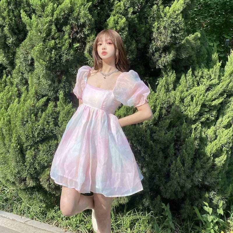 Gen Z K-POP Streetwear: Anissa's Sunshower Fairycore Dress