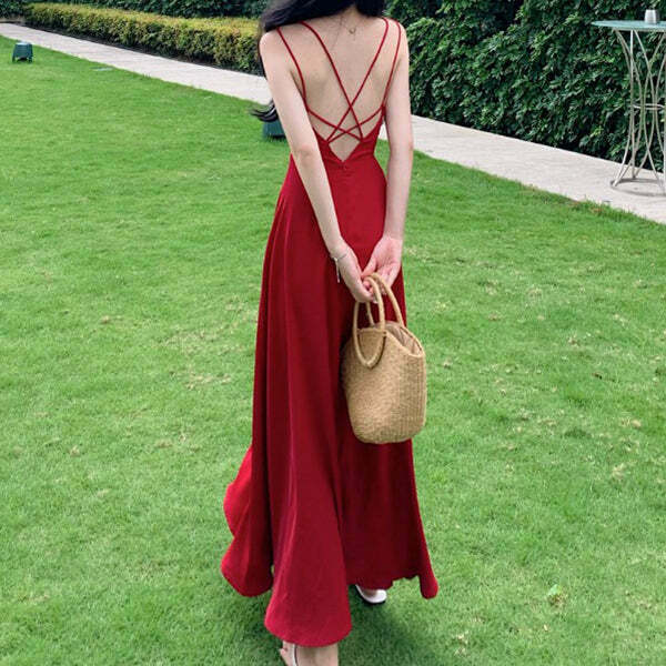 Gen Z K-POP Streetwear: Backless Satin Long Cami Prom Dress