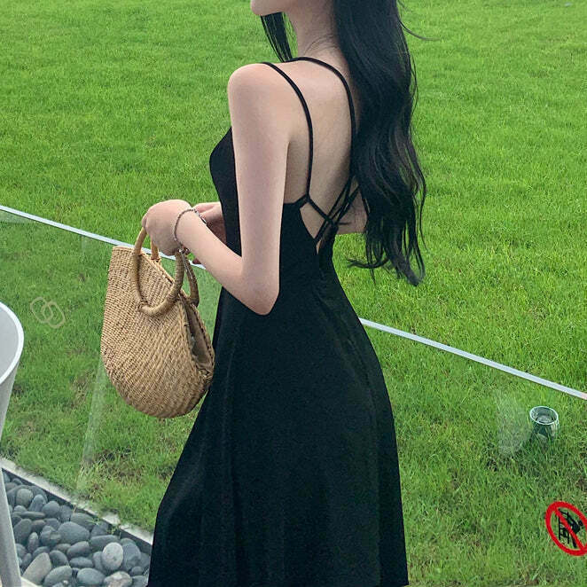 Gen Z K-POP Streetwear: Backless Satin Long Cami Prom Dress