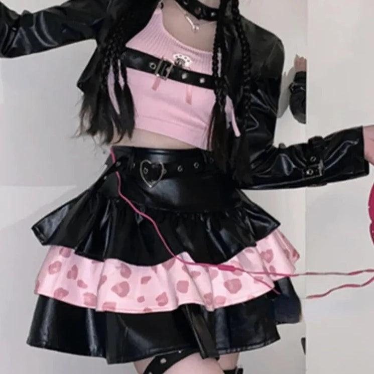 Gen Z K-POP Streetwear: Balletcore Gothic Kawaii Sweater Set