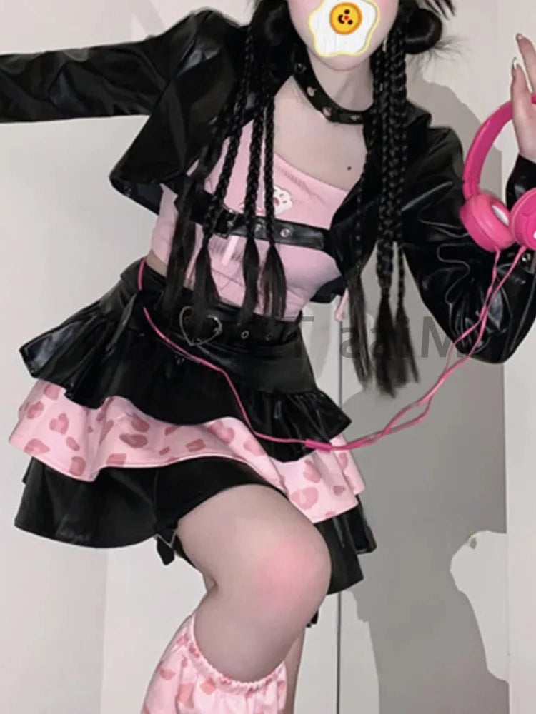 Gen Z K-POP Streetwear: Balletcore Gothic Kawaii Sweater Set