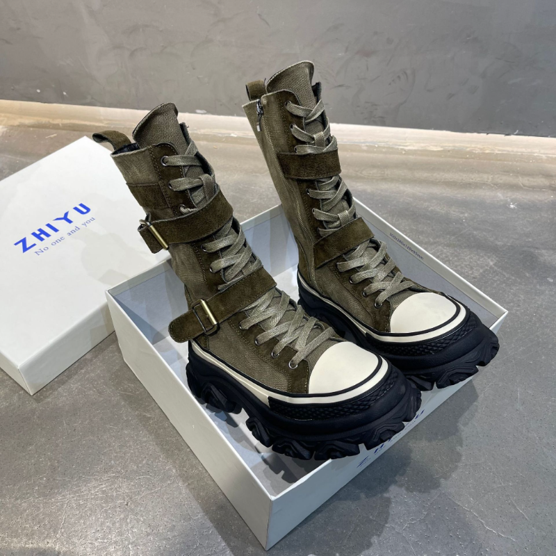 Gen Z K-POP Streetwear: Bottas Trendy Rugged Boots for Y2K Style